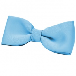 Boys Sky Blue Satin Plain Dickie Bow Tie on Elastic